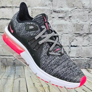 Nike Air Max Sequent 3 Girls Shoes 6.5Y Black Pink White‎ Sneakers 922885-001